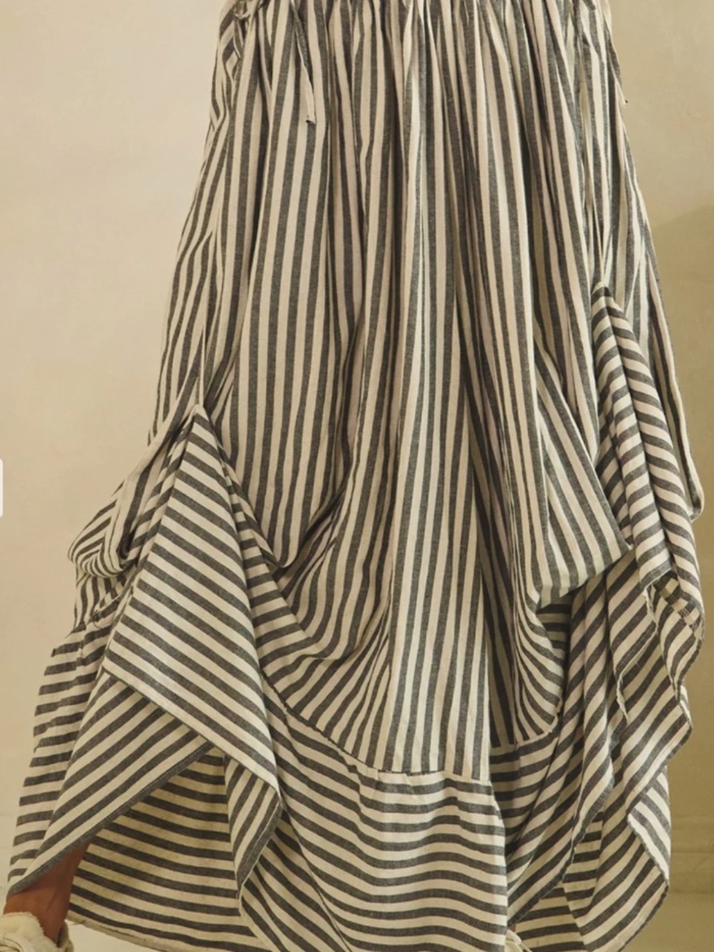 Oli & Hali Striped print Stretchy Waist Gathered Detail Wide leg Pants - Picture 5 of 9